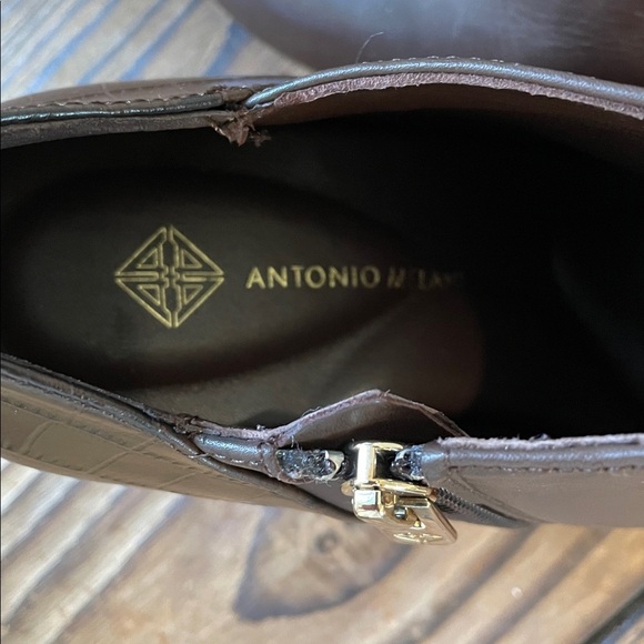 New ANTONIO MELANI brown leather embossed crocodile stiletto ankle Boots - Picture 6 of 8